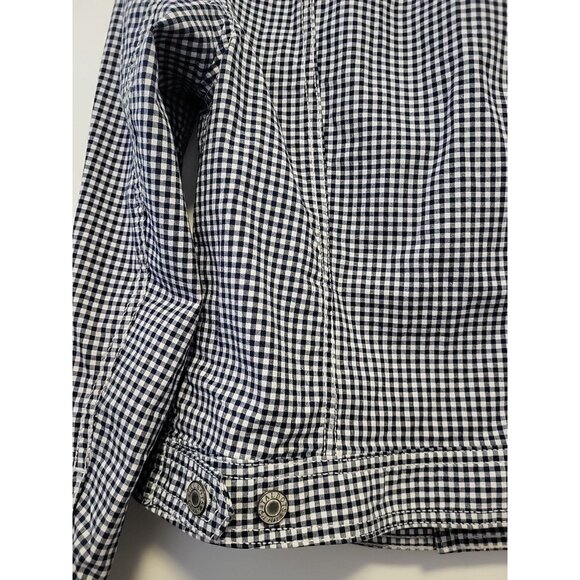 Talbots Women's Classic Jean Jacket Gingham Blue White Check  Size PS - Picture 10 of 10